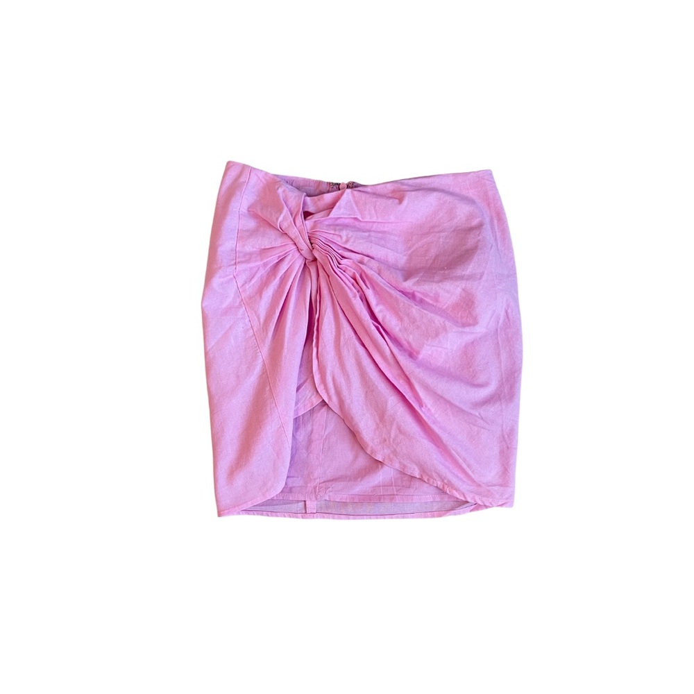 Knotted Pink Mini Skirt, 4